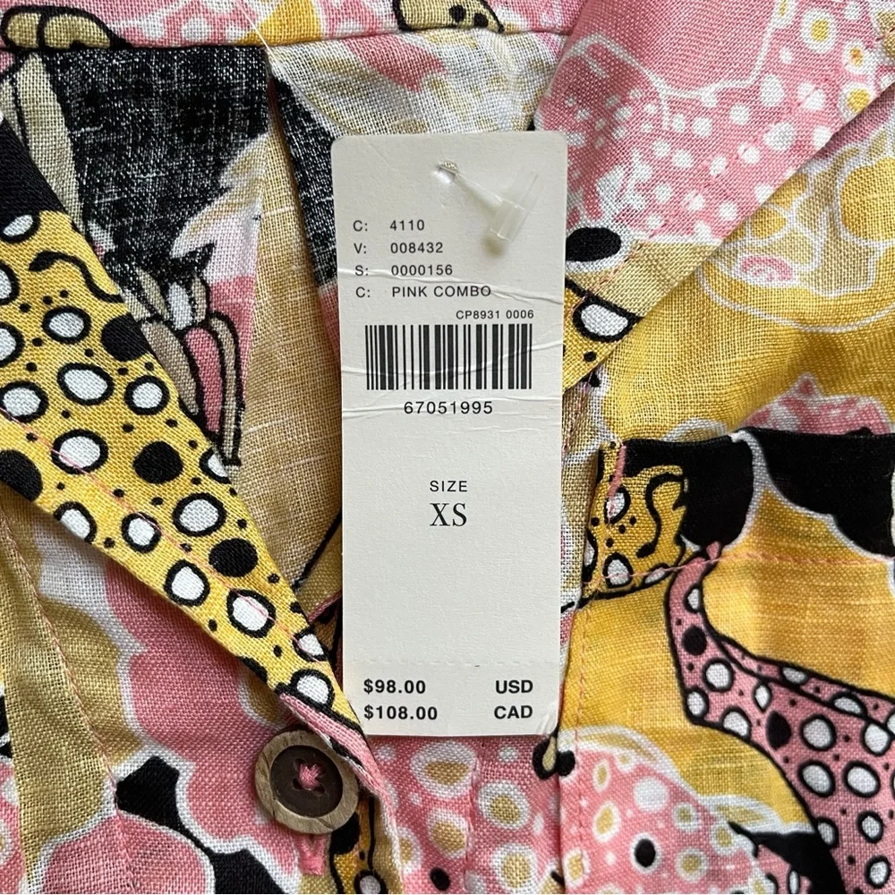 NWT Anthropologie Maeve Printed Buttondown Surf Shirt, sz XS, MSRP $98 - Picture 7 of 12